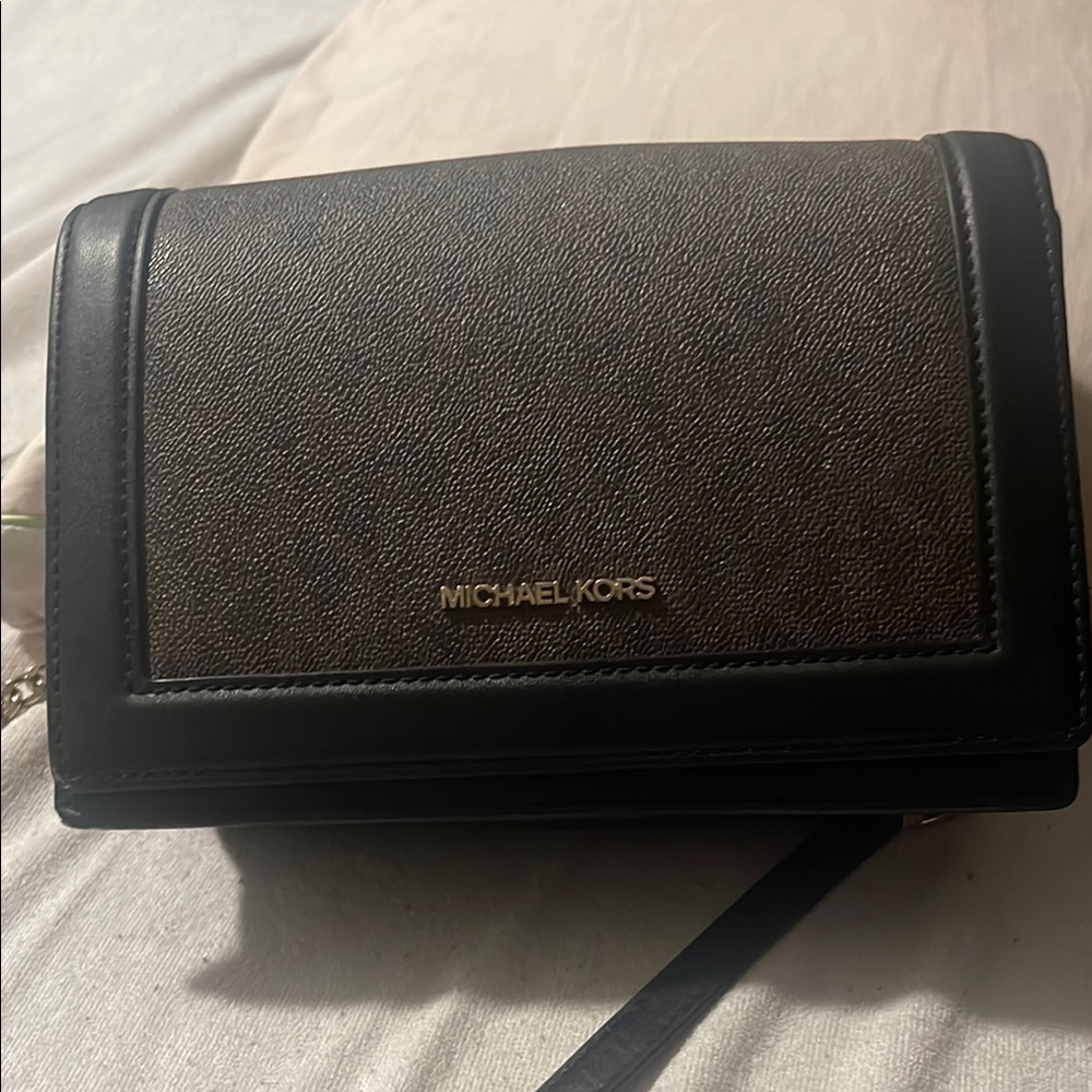 Michael Kors Black and Brown Crossbody Bag